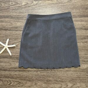 LOFT Women's Charcoal Scallop Hem Skirt, Size 4